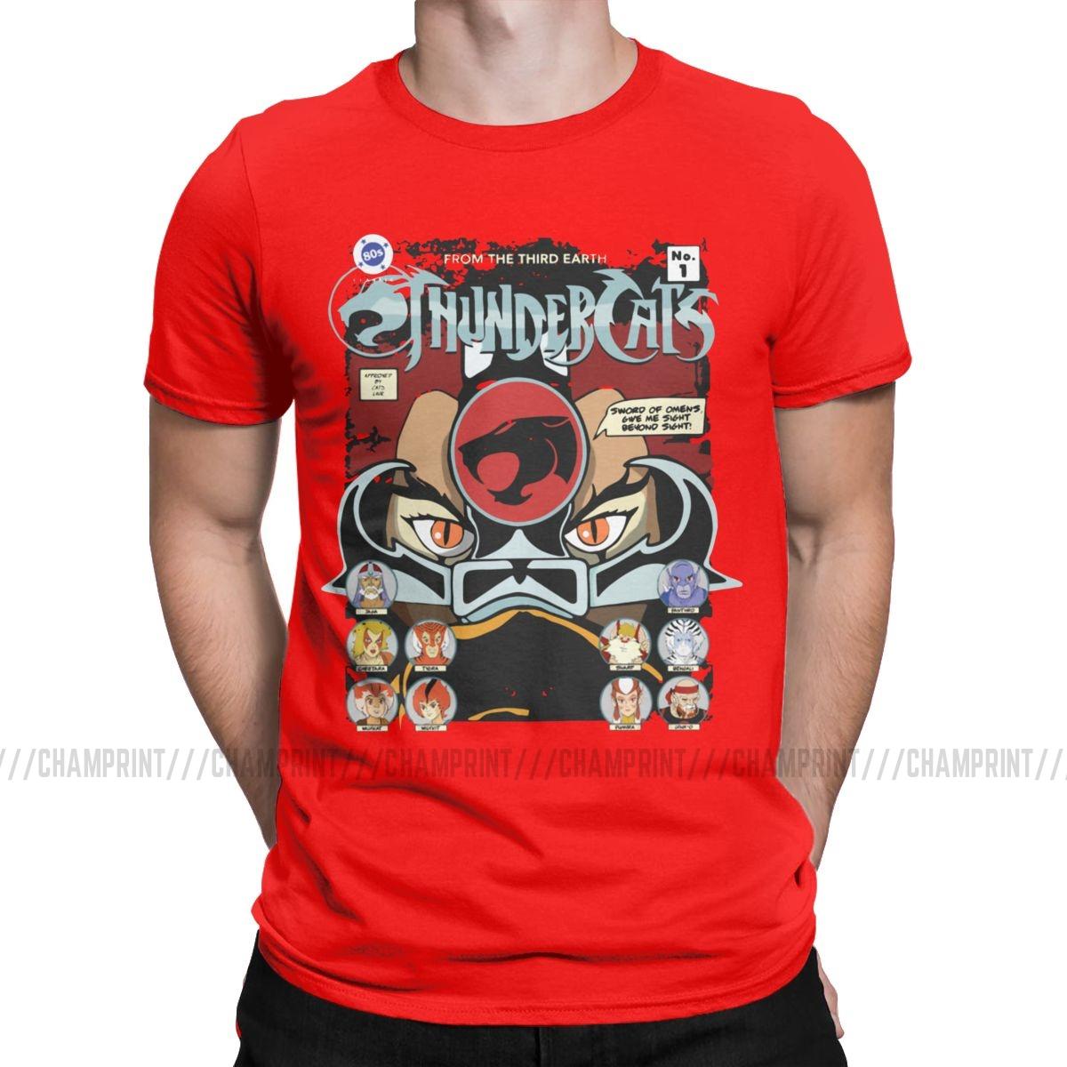 Men TShirt Thundercats No Vintage Tees Short Sleeve Panthro Cheetara Tygra 80s Retro Cartoon T Shirts Crewneck Clothes Printing S