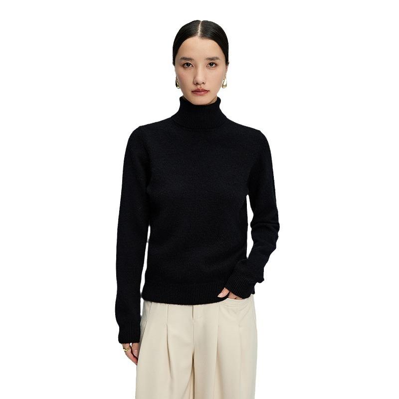 Women's High-Neck Cashmere Knit Sweater - Soft, Warm, Loose Fit for Autumn/Winter