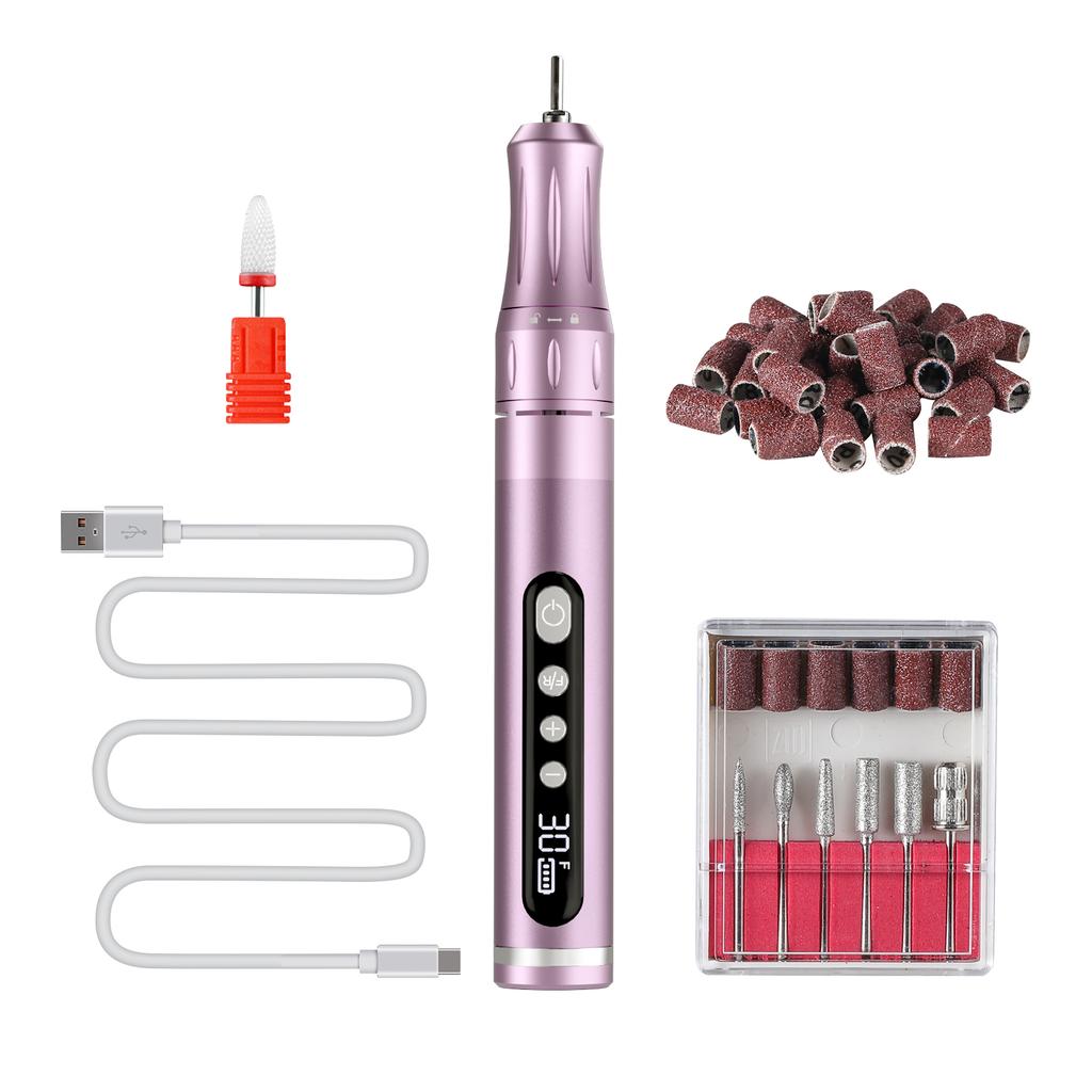 Cordless Electric Nail Drill Machine with LED Display Forward Reverse Direction E File Nail Drill for Acrylic Nails Manicure Set
