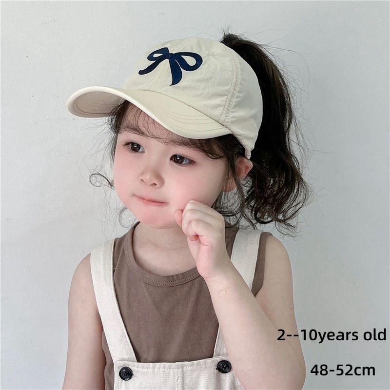 New Sweet Kids Ponytail Baseball Caps Candy Color Quick Drying Adjustable Visor Cap Summer UV Protection Hat Outdoor Travel Caps