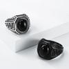 Qianfeng Jewelry Retro Trend Titanium Steel Black Gemstone Ring Men's Literary Niche High-end Index Finger Ring