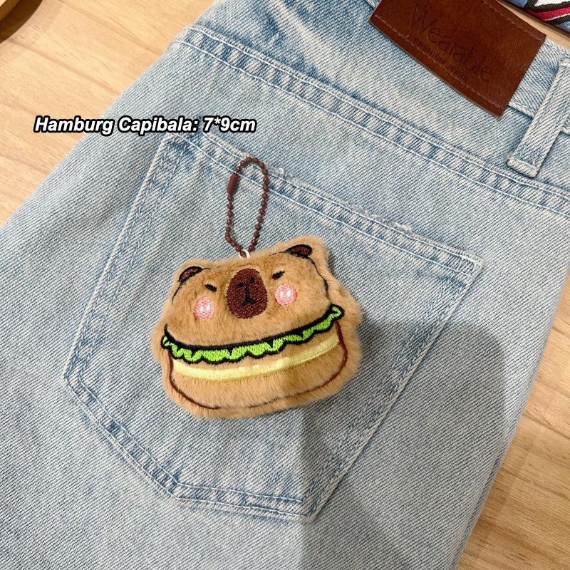 

Бургер Капибара плюшевая подвеска сэндвич Капибара мягкая кукла брелок автомобильный брелок рюкзак сумка Декор детский подарок