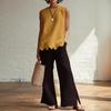 Ärmellose Damen-Tops Atmungsaktives Sommer-Top Lässiges Lockeres Top mit Wellensaum Bequemes Rundhals-Shirt für den täglichen Gebrauch Reisen