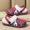 Fleece-Lined EVA Clogs with Cartoon Construction Vehicle Design - Warm Slip-On Winter Shoes for Autumn & Winter,Cold Weather Footwear