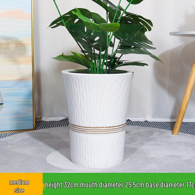 Large Light Luxury Ceramic Flower Pot for Floor or Table, XL Diameter, Album Style for Green Plants & Silk Flowers