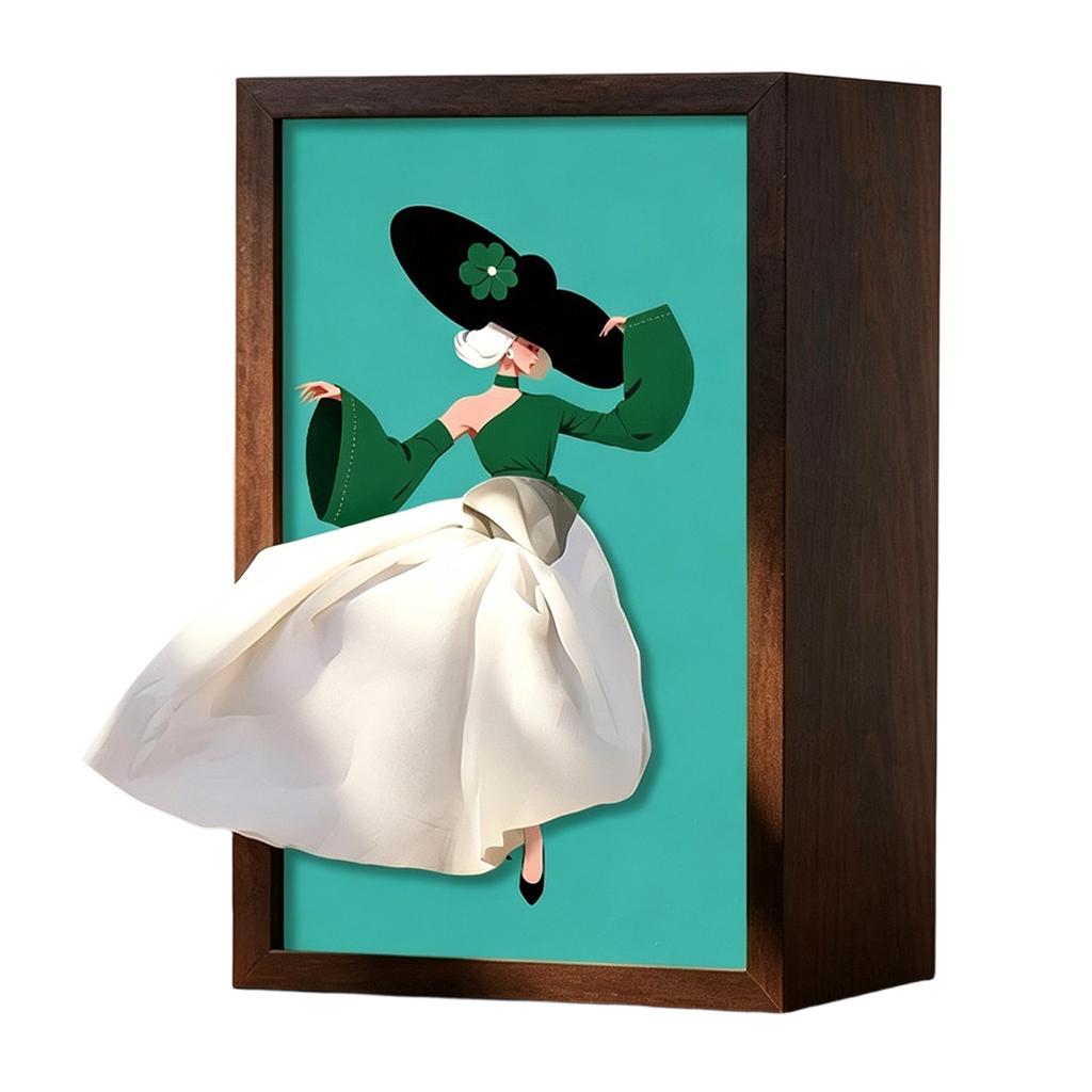 Ballet Girl Art Decorative Tissue Holder Lady Dress Design Tissue Box Wood Tissue Case for Office Countertops Living Room