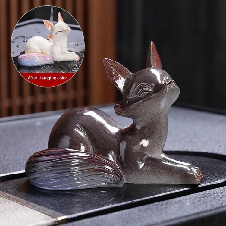 Color Transforming Teas Ceremony Accessory Foxes Figurine High Quality Resin Teas Table Decors Surprise Gift Choice