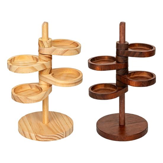 Yousheng Rotatable Storage Rack, Multi-Purpose Wooden Organizer, Space-Saving Portable Jewelry Holder, for Kitchen Bathroom Bedroom
