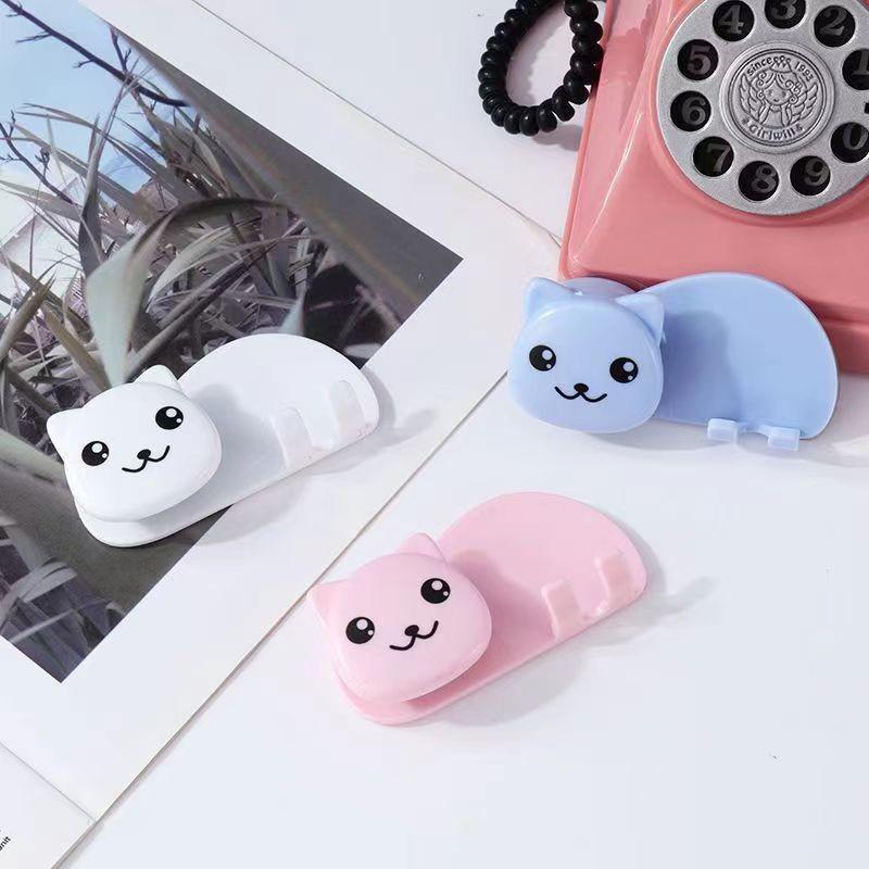 Plastic Cat Shaped Toothbrush Holder Non Perforated 2 In 1 Toothbrush Toothpaste Rack Wall Mounted Facial Cleanser Storage Clip