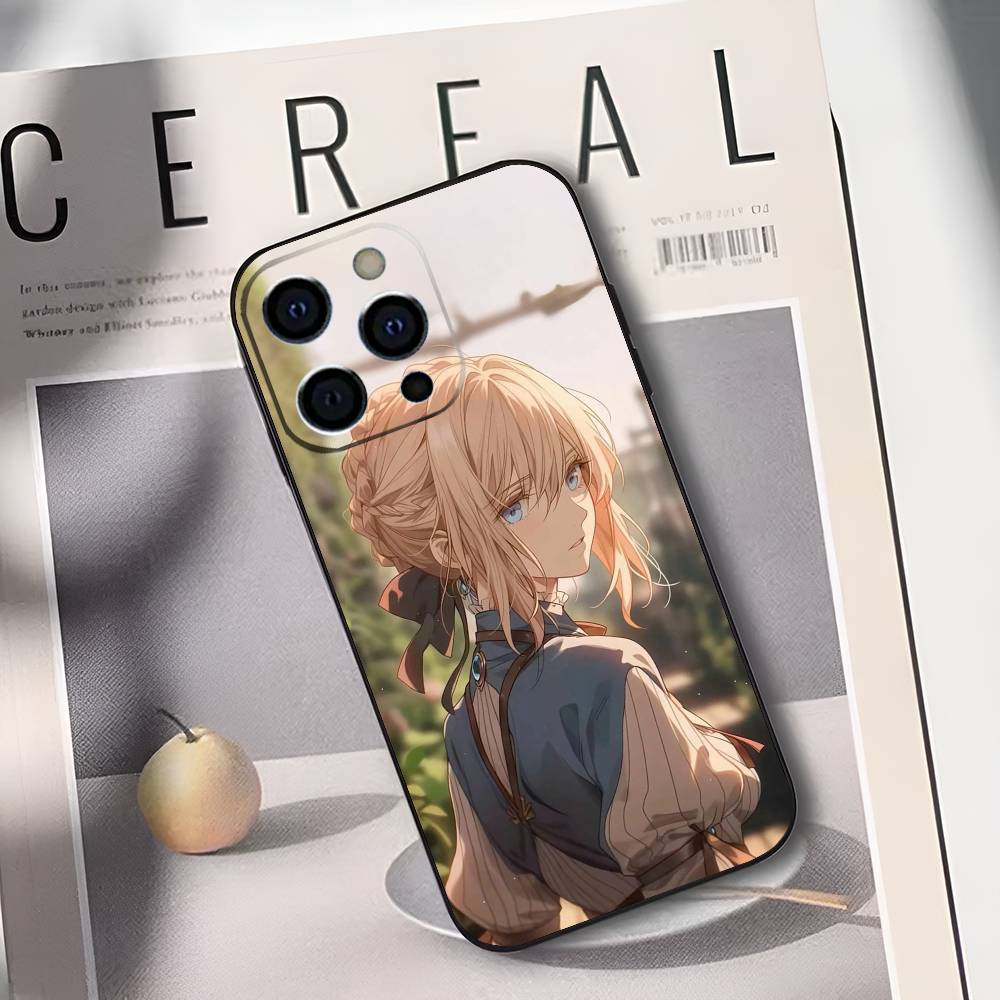 V-Violet Evergarden Novel Phone Case For IPhone 17,16,15,14,13,12,11,Plus,Pro,Max,Plus,XS,soft case Black silicone