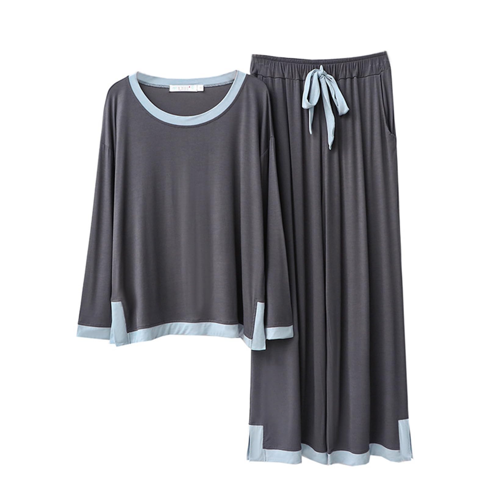 

Kyonuza Long Sleeve Loose Fit Rayon Pajamas Solid Perfect for and All Size L Women s Set, Color, Elegant, Cute, Simple, Skin-Friendly, Breathable,