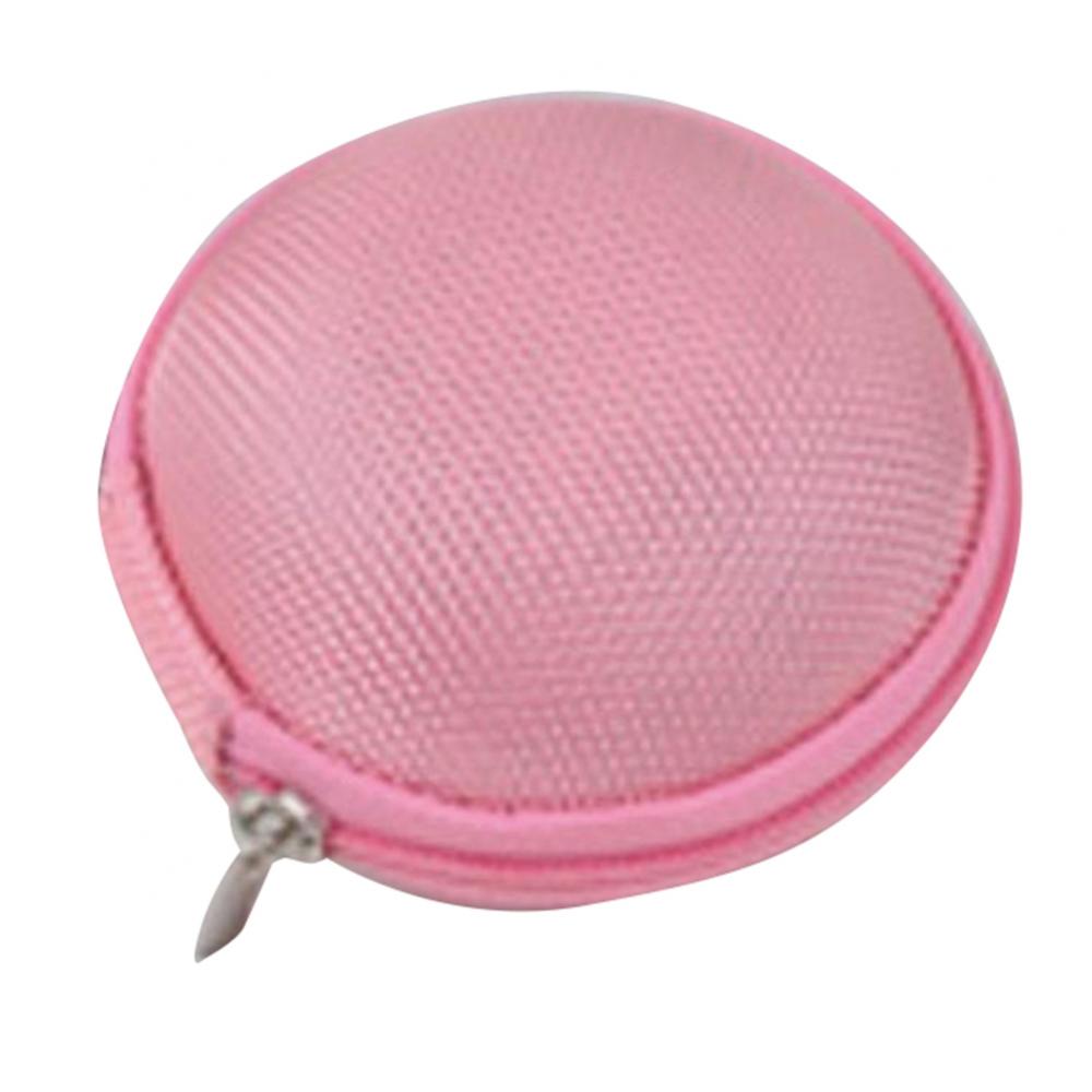 

High Hardness Round Zipper Earphone Coin Purse Storage Bag Case Organizer Pouch розовый