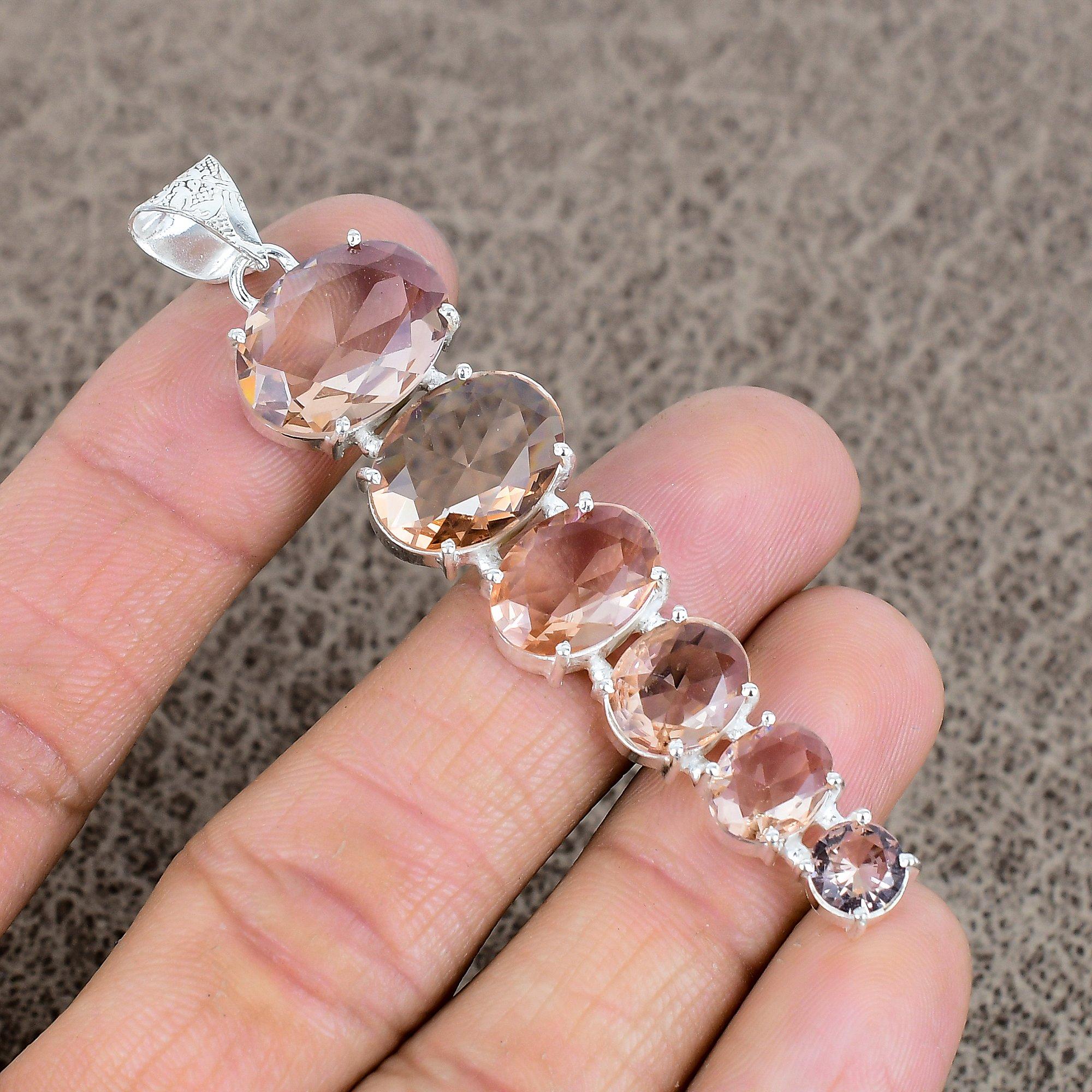 

Morganite Gemstone Handmade 925 Sterling Silver Jewelry Pendant 3.03 KKG-79