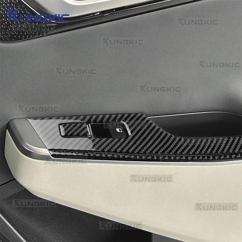 Real Soft Carbon Fiber For KIA EV6 GT EV 2022 2023 2024 2025 2026 LHD RHD Car Window Lift Button Decor Frame Sticker Trim.