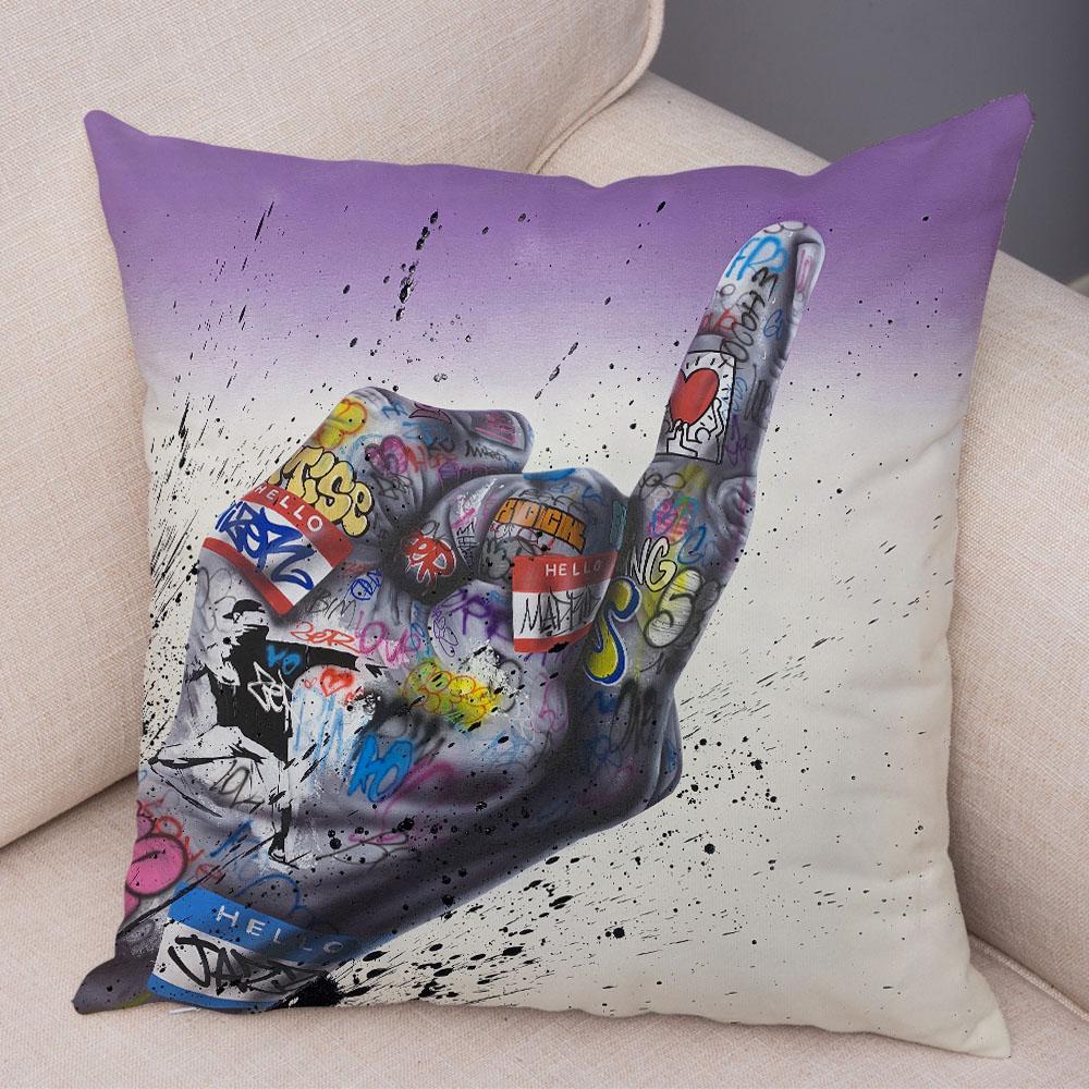 Home Decor Abstract Street Art Animal Cushion Cover Decor Graffiti Gamepad Pillowcase Sofa Home Pillowcase