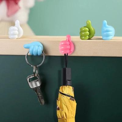 10Pcs Thumb-Shaped Hook Cable Organizer Storage Clips No-Drill Adhesive Hooks Plastic Perfect for Charging Cables Cord Holder