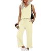 Women's Casual Fashion Sleeveless V-Neck Loose Wide Leg Pants Set
