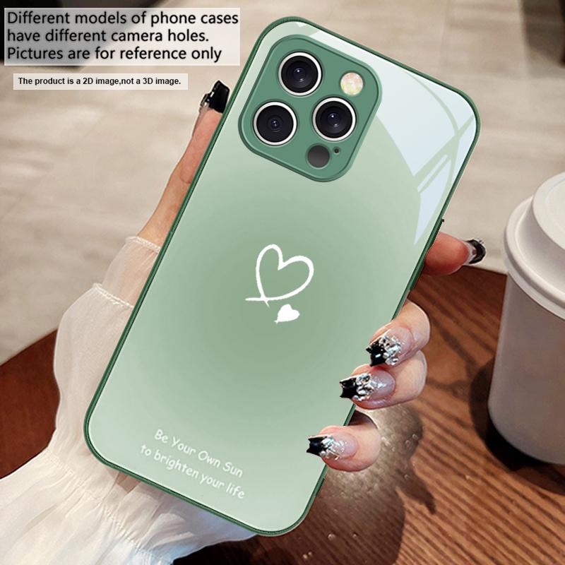 Farbverlauf Herzform Für iPhone 16 E 15 14 13 Plus 12 mini 11 Pro Max XR Xs Max 16E X 7 8 6 6S 22 Gehärtetes Glas Handyhülle