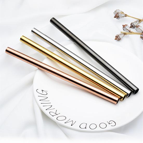 1PC Reusable Stainless Steel Straw Metal Drinking Straw Bent Straight Drink Straw Cleaning Brushes Storage Bag Bar Accessories