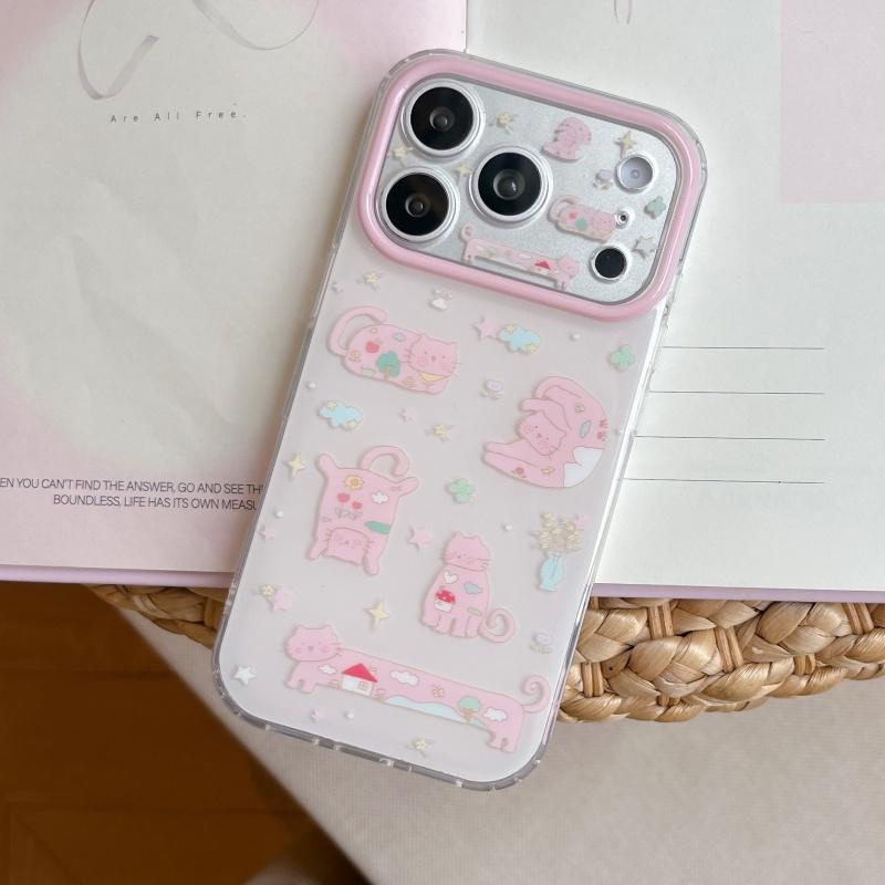 Funny Cute Cartoon Cat Phone Cover For Apple iPhone 17 Pro 16 15 14 Pro Max Case with Chain Fashion Shockproof Cases For iPhone