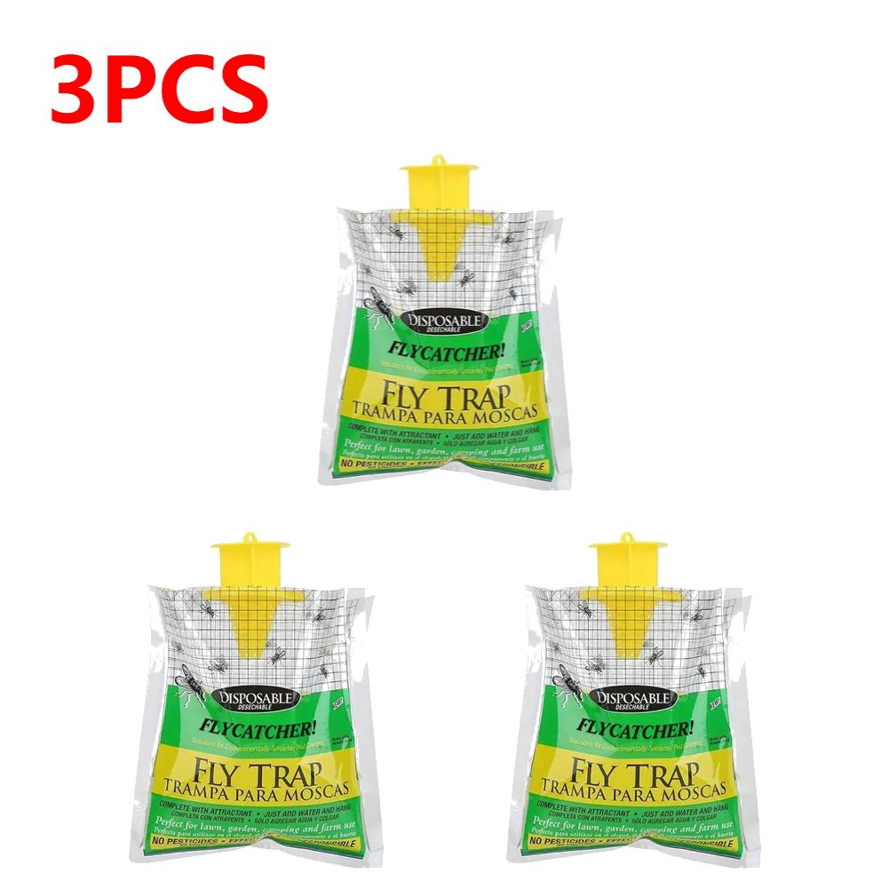 Hanging Fly Trap Bag with Fly Bait Disposable Flies Trap Non-Toxic Mosquito Trap Catcher Fly Wasp Insect Bug Killer for Outdoor