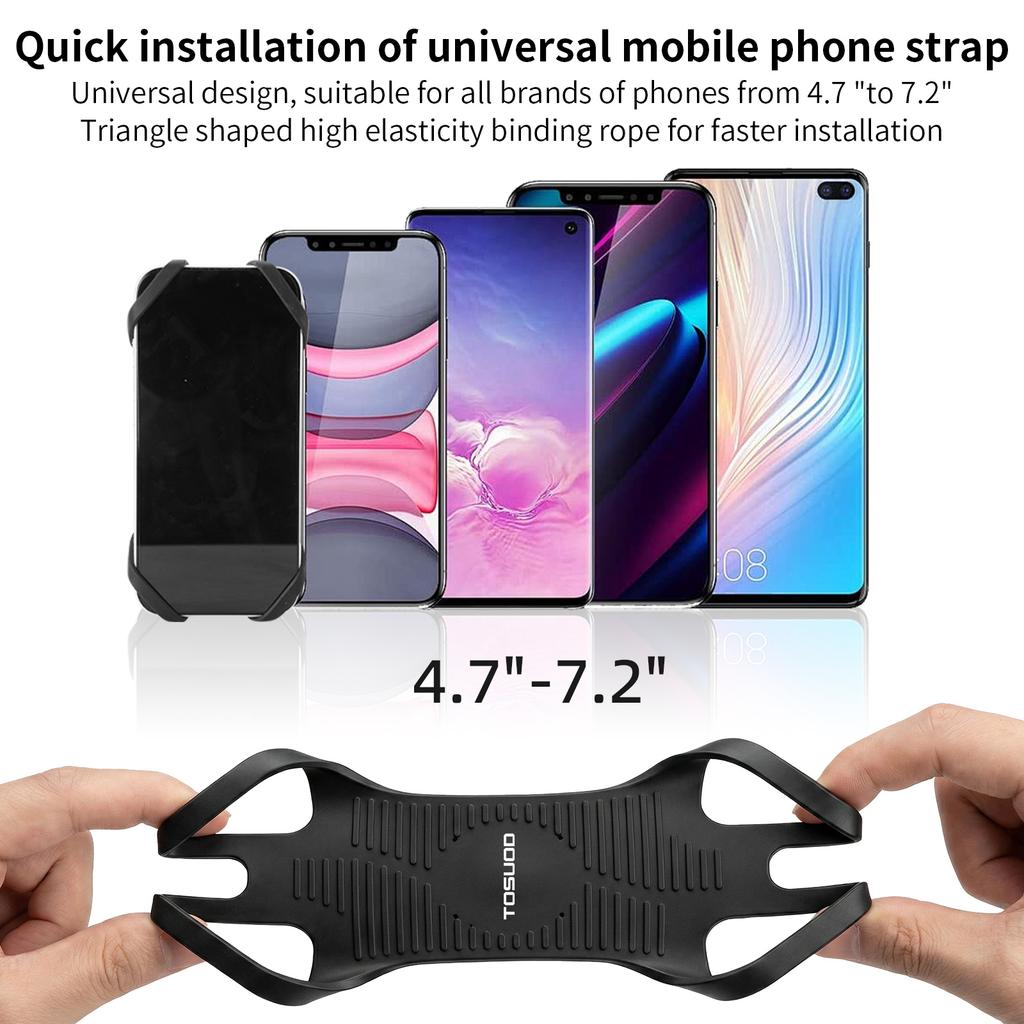 TOSUOD Ultra Stable Bike Phone Mount Universal Silicone Anti Shake Easy Install Handlebar Bracket for MTB Road Riding