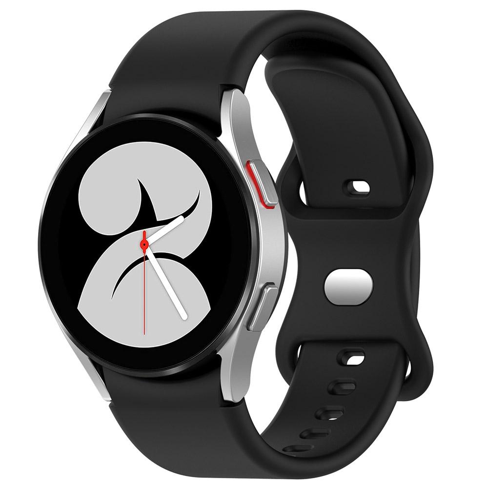 

For Samsung Galaxy Watch 4/Watch 4 Classic Silicone Watch Band 20mm Quick Release Wrist Strap with Butterfly Buckle for Sports Watch Black