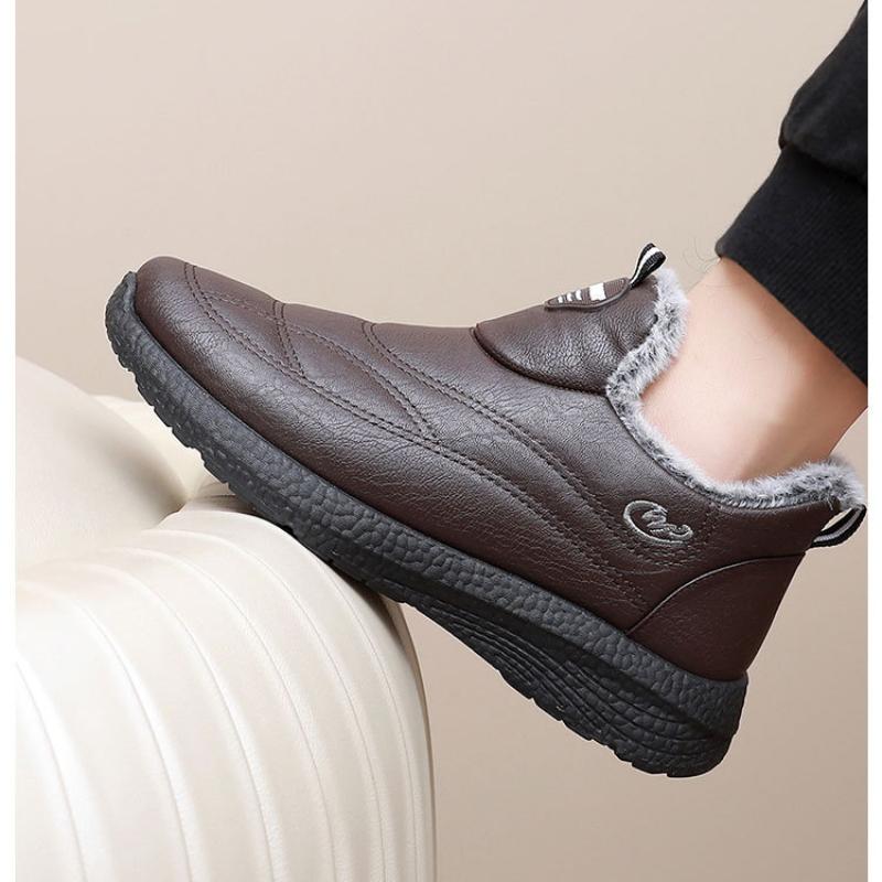 Winter Cotton Shoes Soft-soled Non-slip Padded Thickened Warm Leather Waterproof Men's and Women's Cotton Boots