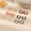 Round Wire Dripping Oil Simple Circle Earrings Stainless Steel Earrings Cold Retro Summer Dopamine