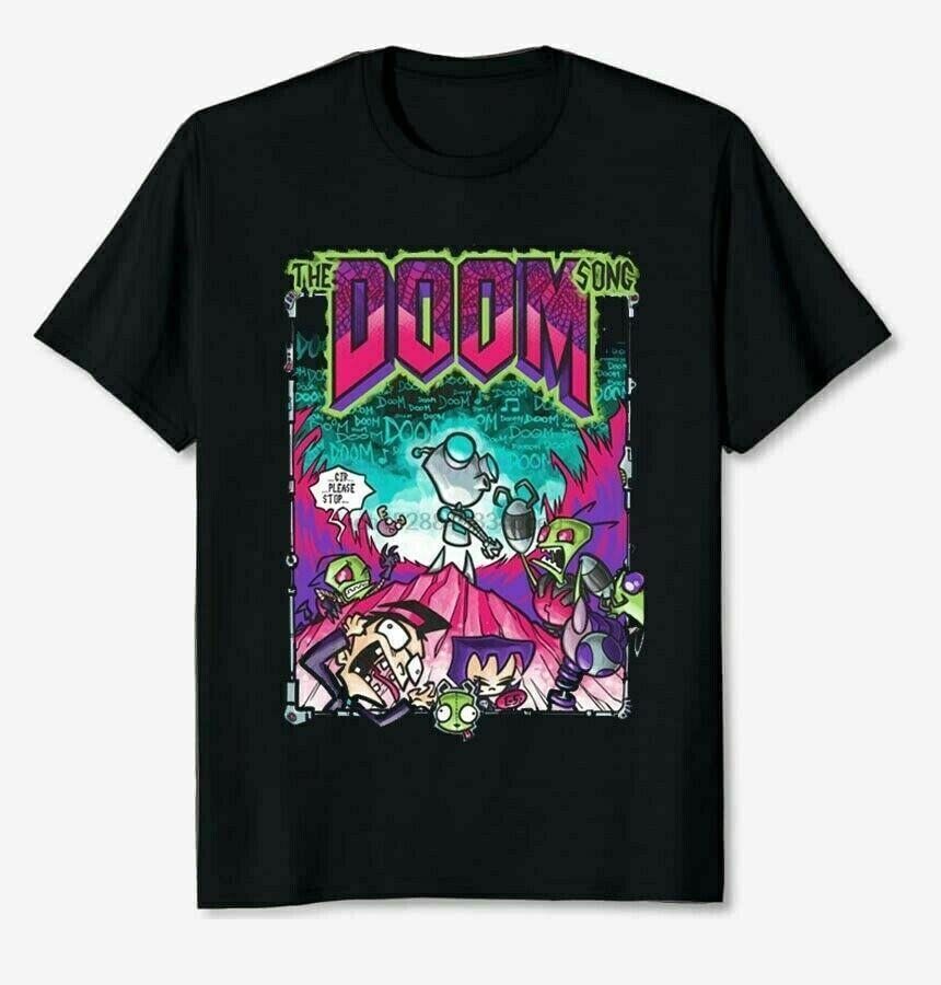 

Gir The Doom Song Invader Zim Cartoon Mashup Unisex Black T Shirt S5XL Unisex T-Shirt XXXXL