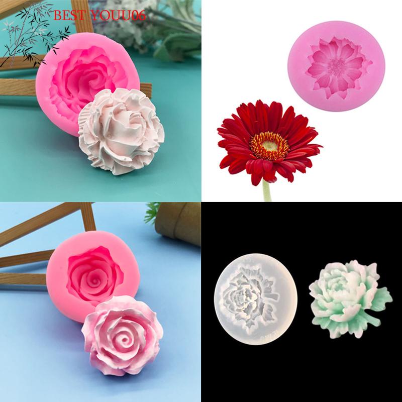 (YOUU06)Rose Silicone Mold DIY 3D Flower Phone Case Head Rope Hair Card Jewelry Accessories Molds Fondant Chocolate Cake Moud
