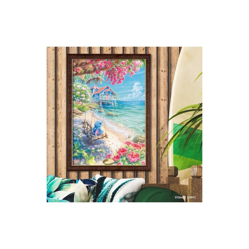 Tenyo [Made In Japan] 1000-piece Jigsaw Puzzle Disney Loco Beach (Stitch) (51x73.5cm) D-1000-898 Includes Glue, Spatula, and Service Card.