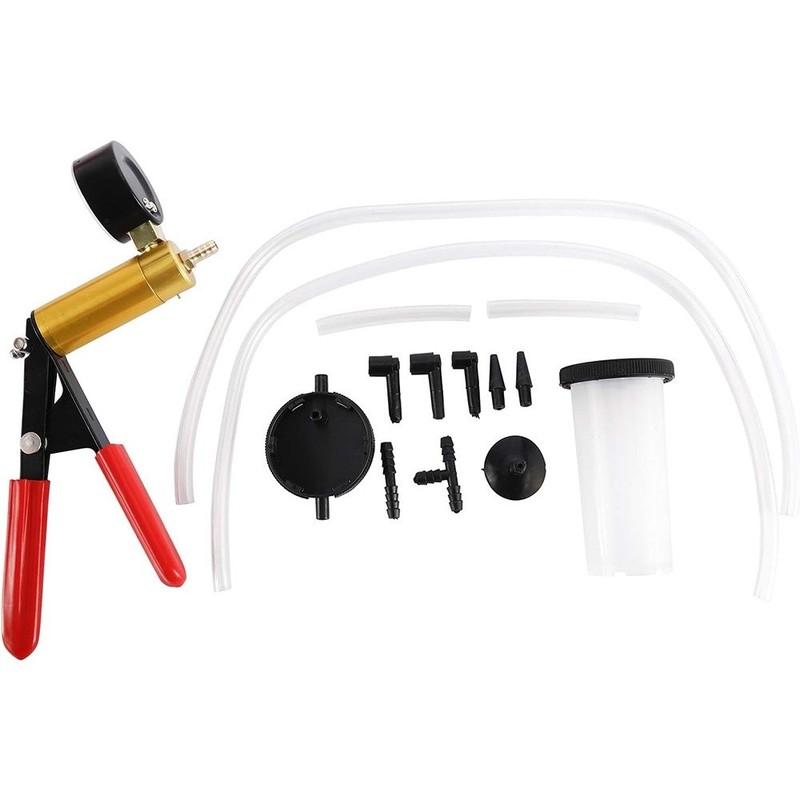 Portable Brake Bleeder Kit Durable Aluminum 2 in 1 Brake Fluid Drain Kit Manual With Gauge Vacuum Pistol Pump Tester