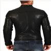Jachetă motociclist din piele de miel neagră pentru bărbați Noora, cu fermoar și buzunar - JS02