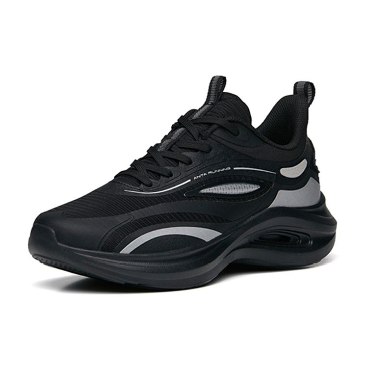 Anta Running Series Shock Absorption Non-Slip Durable Low-Top Running Shoes Women Sneaker Black Silver 922235520-4