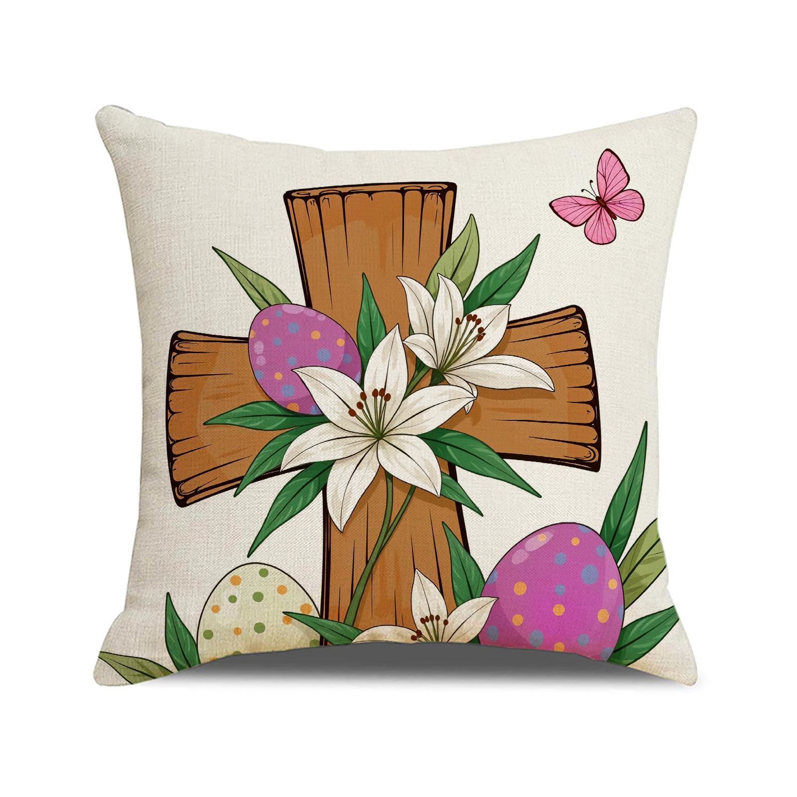 

Easter Bunny Pillow Cover Holiday Decoration Letter Sofa Cushion Cover Bedroom Bedside Square Cushion Cover 45 * 45 (excluding pillow core)