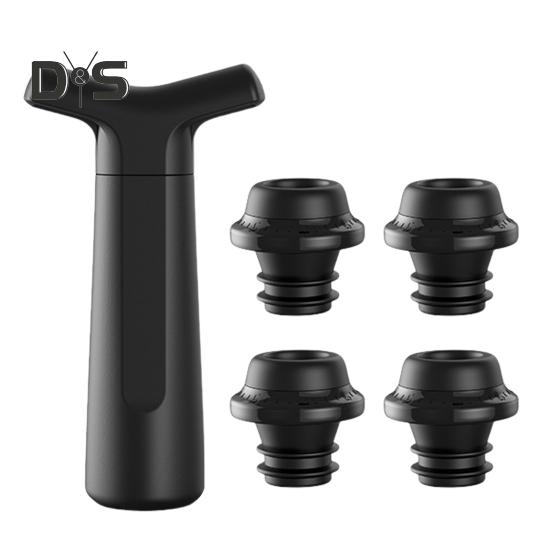 

Вакуумный насос для сохранения вина с 4 пробками, многоразовый укупорщик бутылок, система сохранения вина для свежести до 10 дней, подарочные аксессуары для вина чёрный