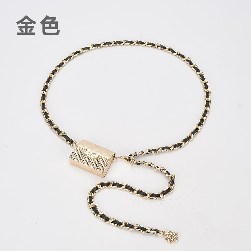 Xiaoxiangfeng Waist Chain Accessories Belt Rhombus Decorative Fanny Pack Dress Sub-Leather Chain Belt Women'S Decorative Trend