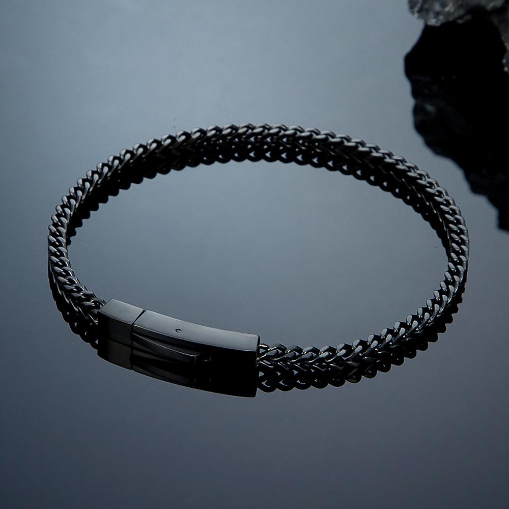 Mens 3MM Byzantine Cuban Link Chain Bracelets Retro Stainless Steel Link Wristband Vintage Jewelry Gift for Him Boy