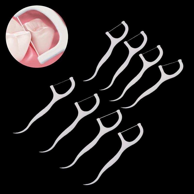 50Pcs/Box Toothpick Tooth Stick Floss Ultra-Thin Dental Flosser Oral Hygiene Dental Health Plastic Floss