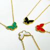 ALTERA Luxury Butterfly Shell Pendant Necklace for Women Stainless Steel Gold Plated Chain Choker Fashion Design Zircon Gift