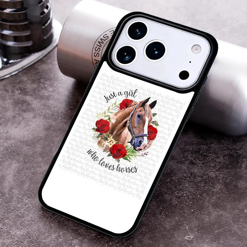 Horse Watercolor Flowers Phone Case for iPhone 17 16 15 Pro Max Air 14 13 12 11 Plus Shockproof Cover