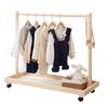 Pine Wood Kids Floor Coat Rack with Wheels