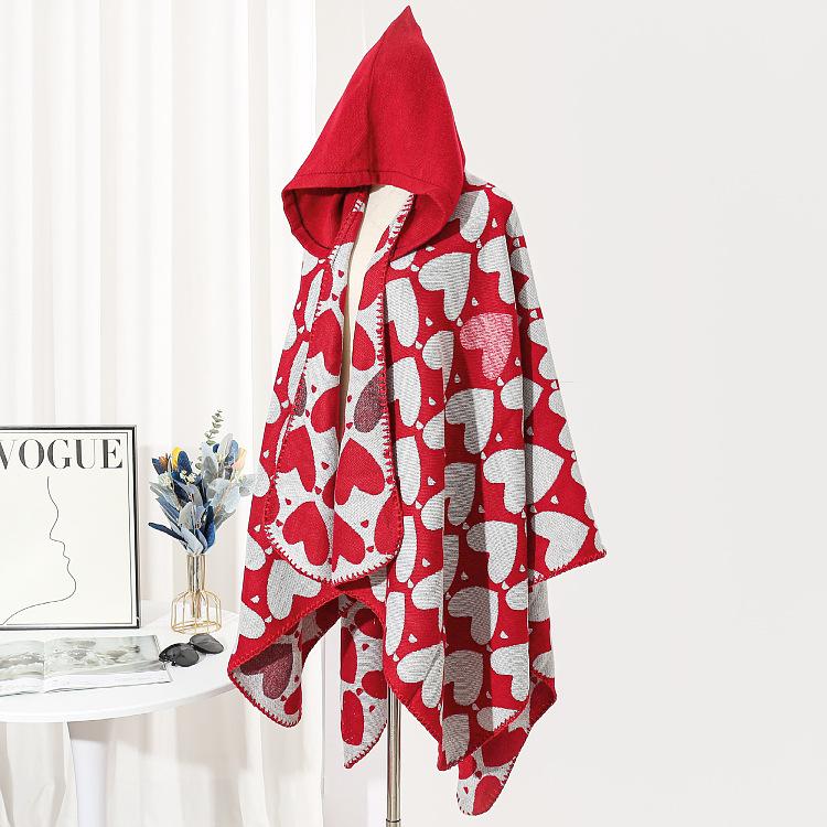 Knitted Split Shawl Thermal Hooded Cape Cape Knitted Shawl Women