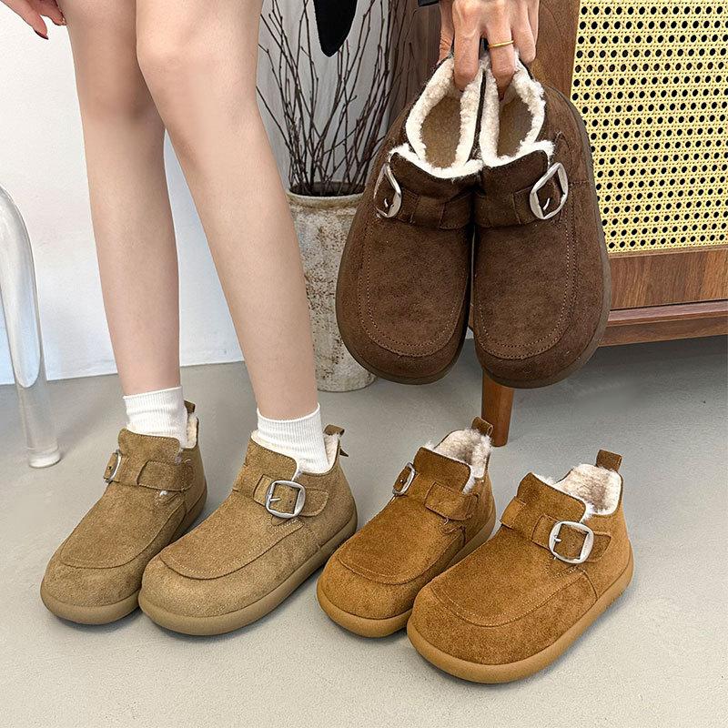 Dam vinterpäls med tjock sula som en lätt varm anti-kyla vadderade snöstövlar halkfria slitage vardagliga sneakers bomullsstövlar