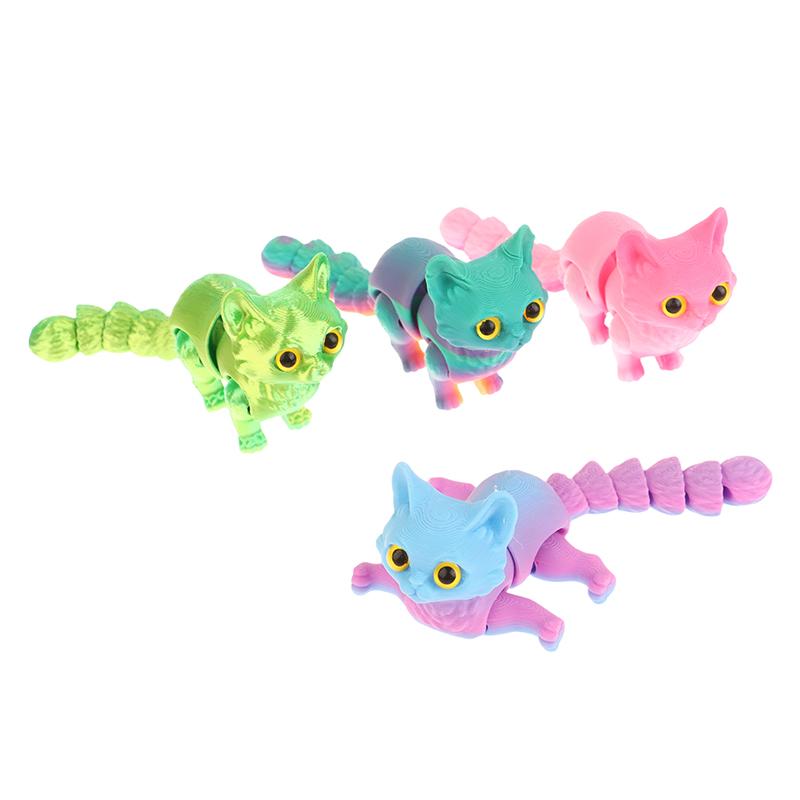 1PC 3D Printable Movable Tail Joints Cute Cat Ornament Children's Gift Toy Model Car Desktop Decorations New High Quality Gift