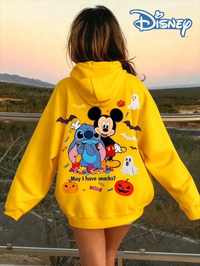 Disney Eltern-Kind-Outfits Mickey und Stitch Halloween Kürbis Mehrfarbig Verfügbar Hoodies für Herbst und Winter Geschenke