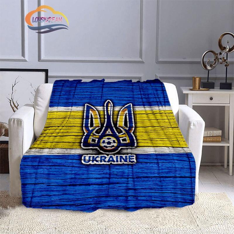 Modische Decke der ukrainischen Fußballmannschaft mit goldenem Logo für Erwachsene und Kinder, 3D-gedruckte warme Decke, Geschenkdecke für Sportliebhaber