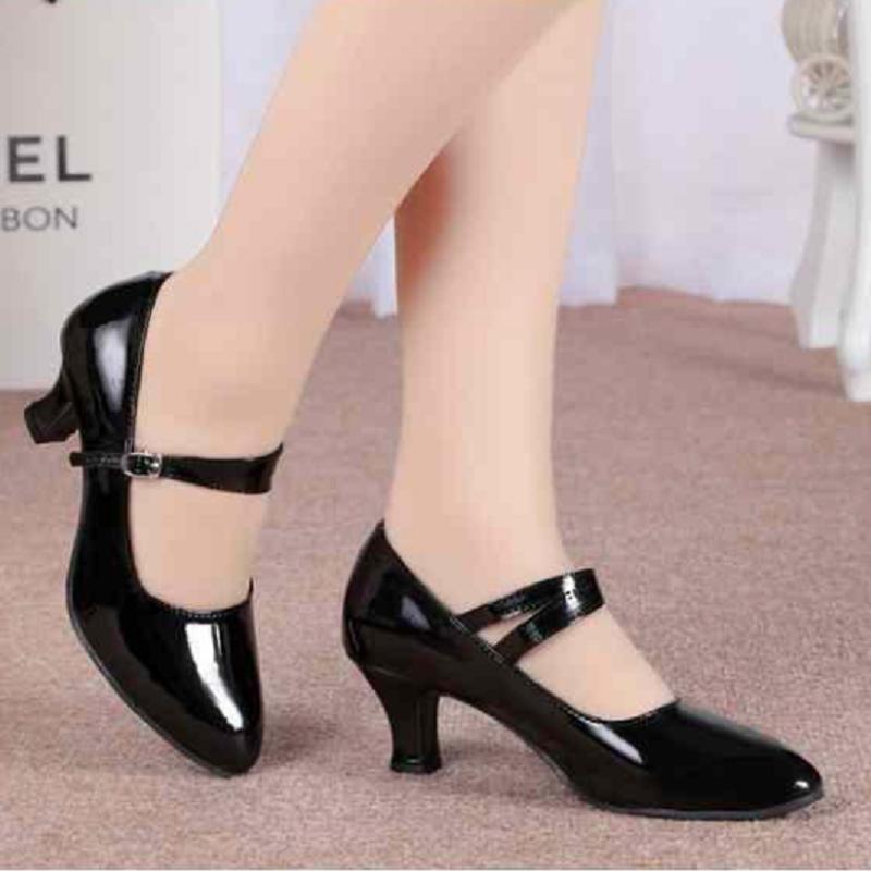 Sapatos Femininas Women Cute Siilver Light Weight Buckle Strap Square Heel Shoes Lady Casual Comfort Dance Shoes Ab648