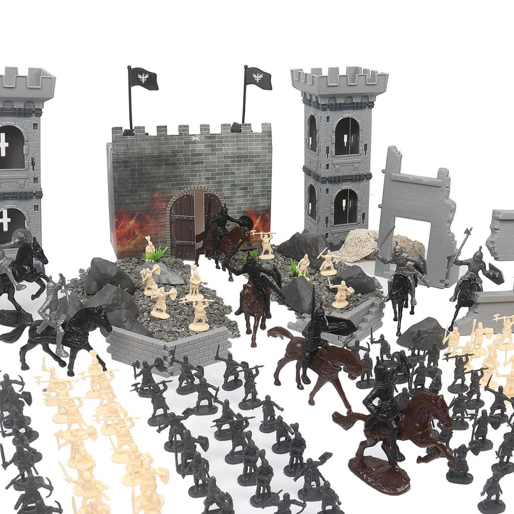 DIY Medieval Castle Building Knight Horse Military Model Medieval Military Plastic Fortress Model Kit for Boys